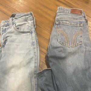 Set of two hollister flare jeans size 000 used good condition